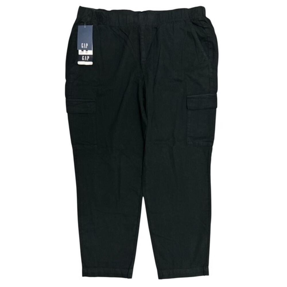 Gap Twill Cargo Pant Women XL Bold Black Unique Cotton Blend Comfy Stretch Waist